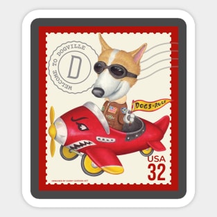 Cute Corgi flying plane wearing goggles and bomber jacket Sticker